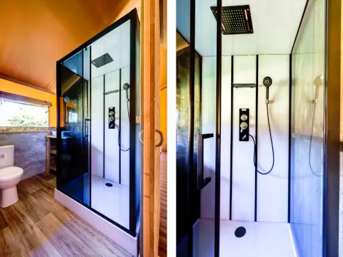 Groepsaccommodatie met 3 lodges en 2 hottubs